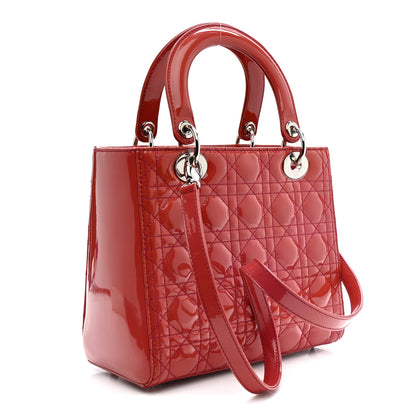 Christian Dior Patent Cannage Medium Lady Dior  Dark Pink 3 of 10