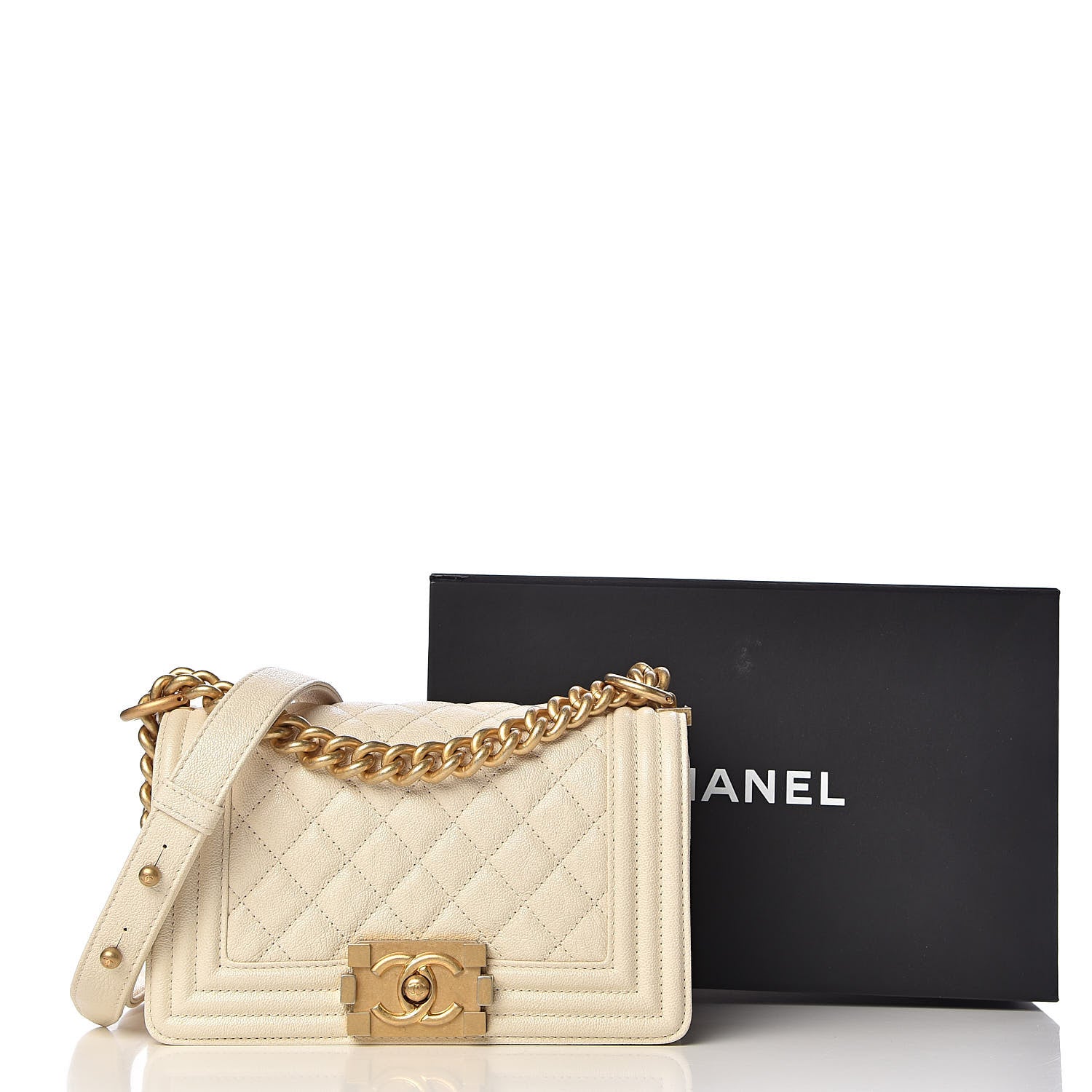 Chanel Caviar Quilted Small Boy Flap Ivory 11 of 11