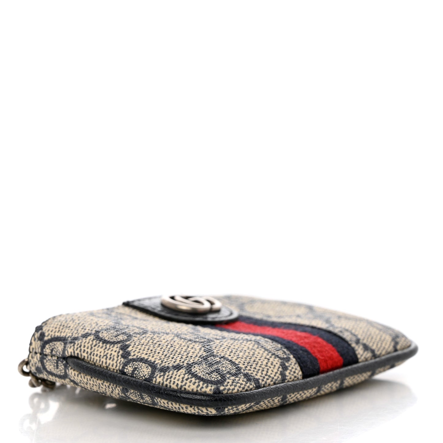 GG Supreme Monogram Web Ophidia Key Case Beige Blue