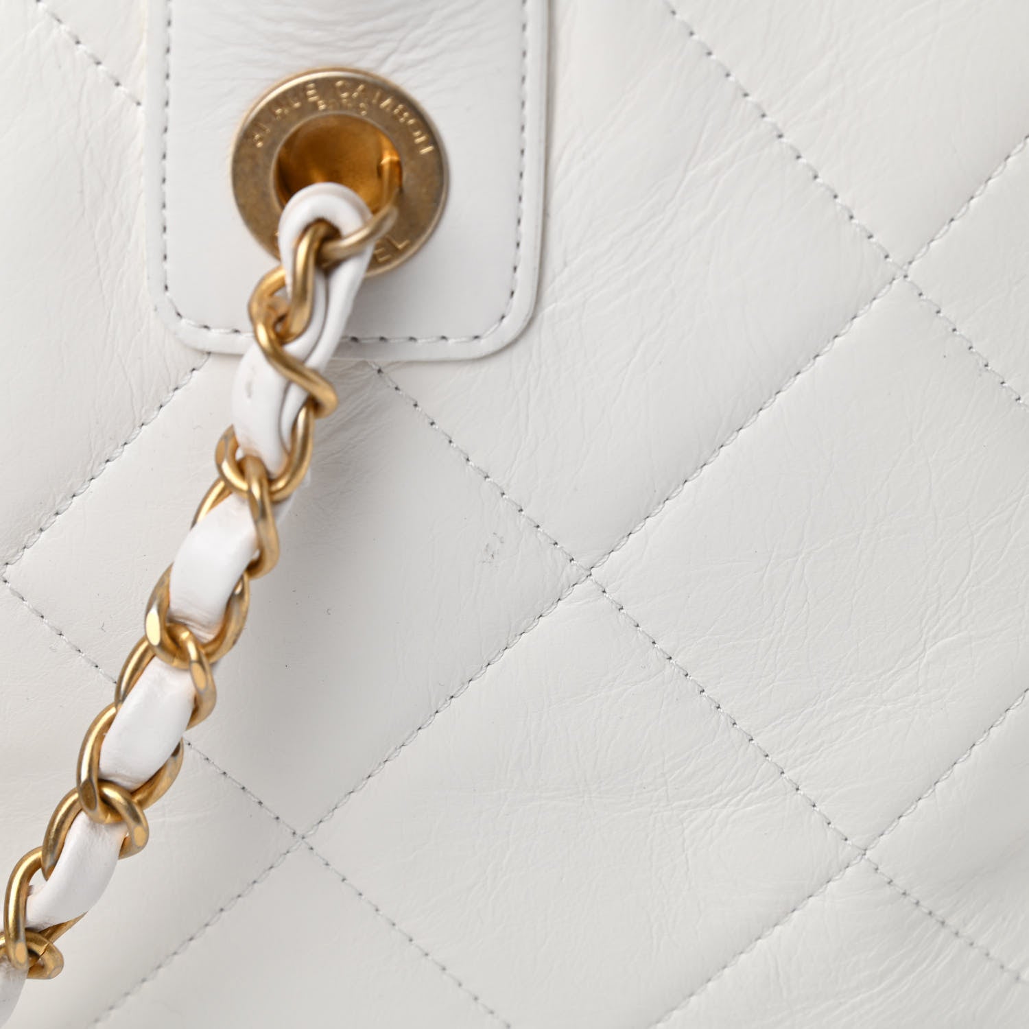 Chanel Calfskin Quilted CC Top Handle Bowling Bag White 11 of 11