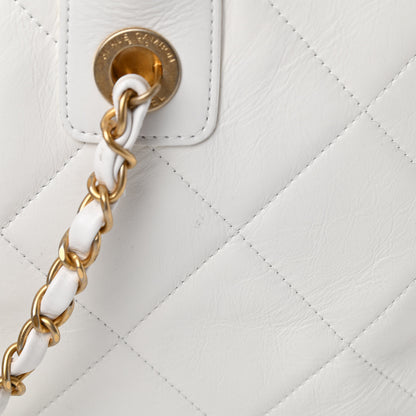 Chanel Calfskin Quilted CC Top Handle Bowling Bag White 11 of 11