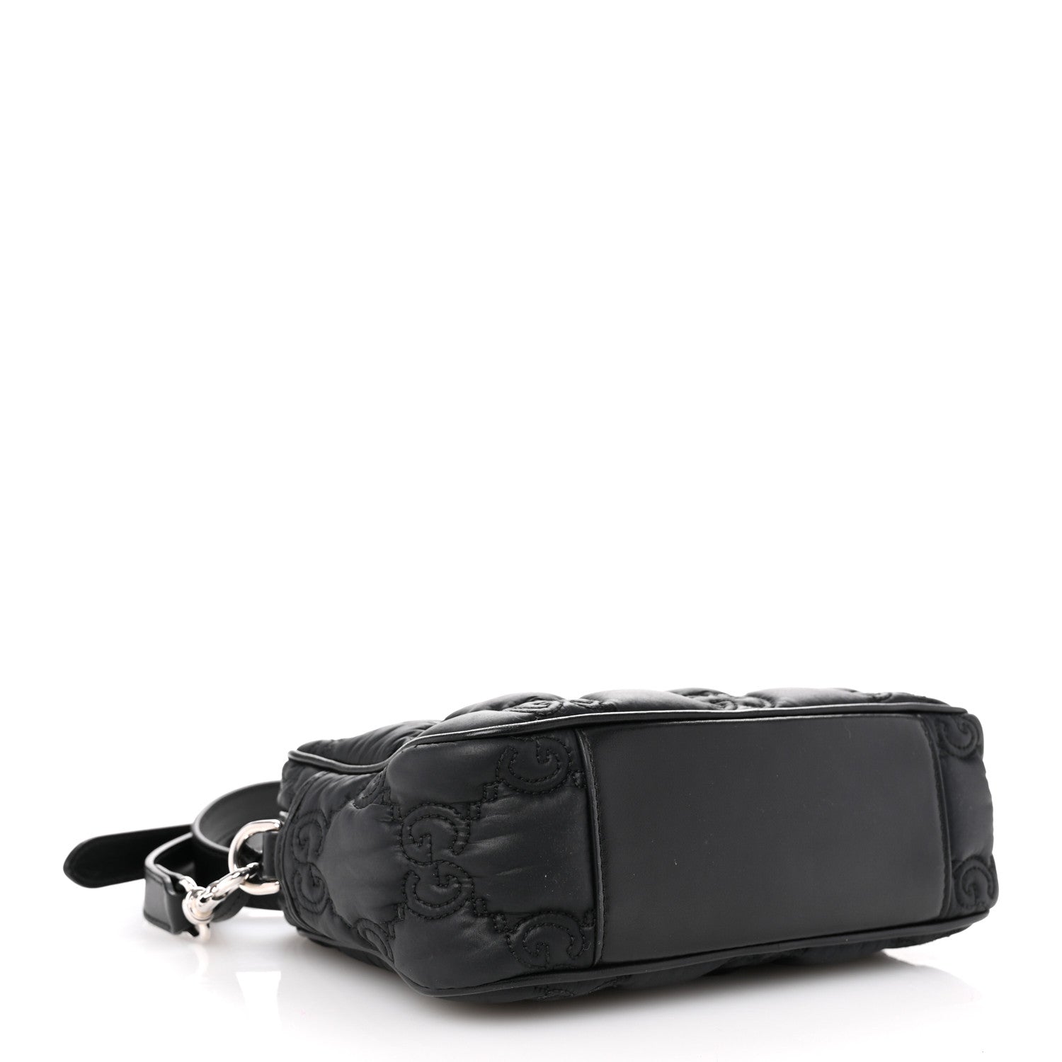 Gucci Nylon Calfskin Enamel GG Matelasse Shoulder Bag Black 4 of 10