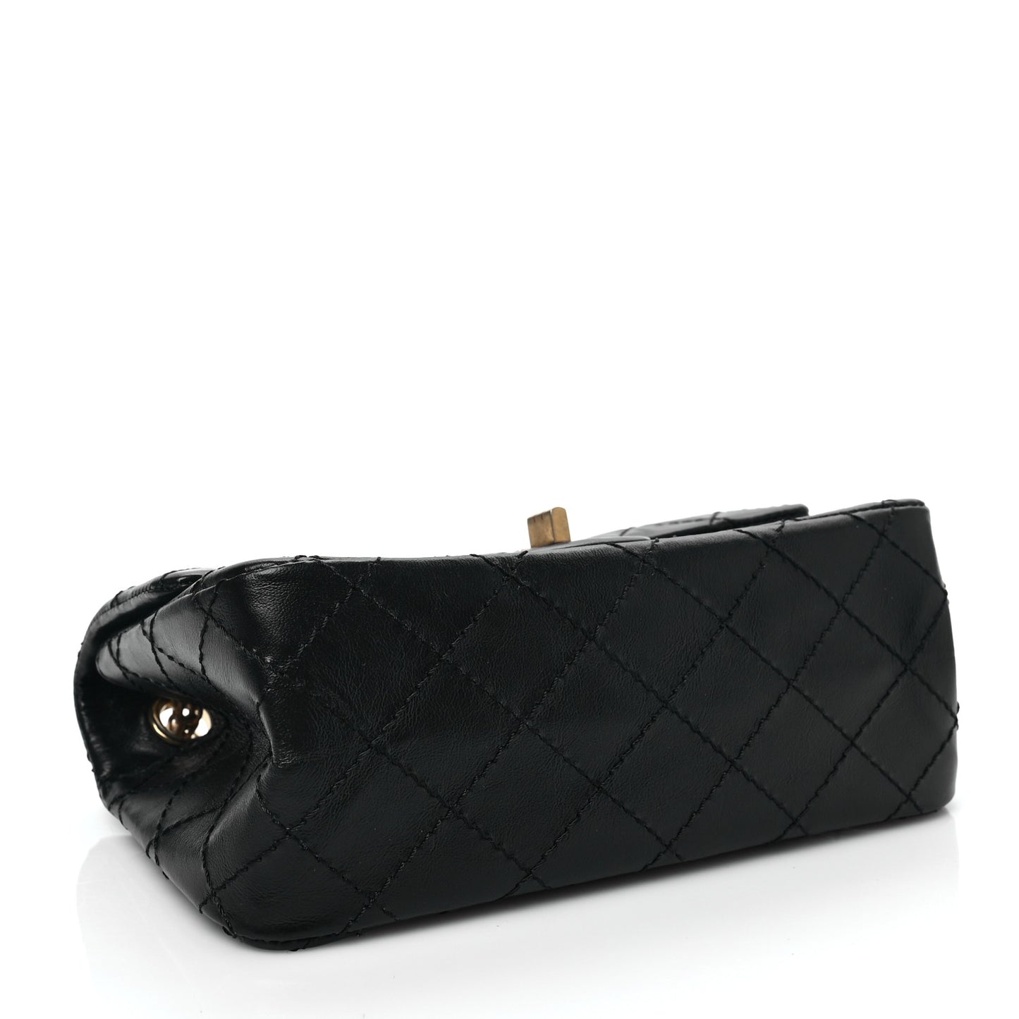 Aged Calfskin Quilted 2.55 Reissue Mini Flap Black