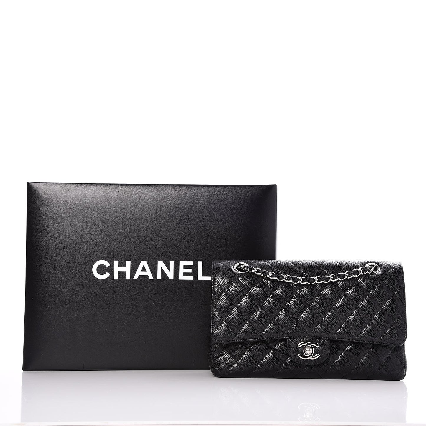 Caviar Quilted Medium Double Flap Black