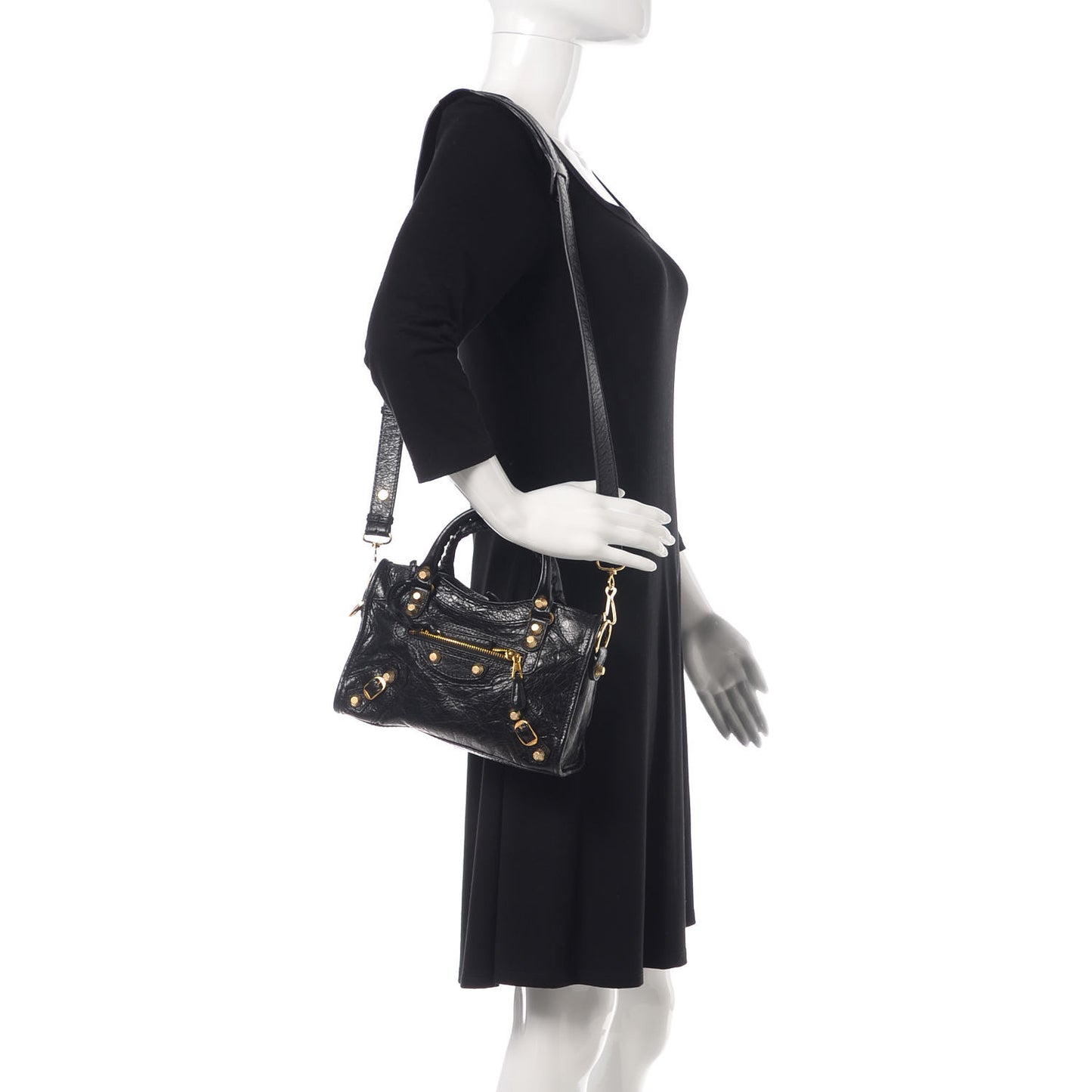 Agneau Classic Gold Hardware Mini City Black