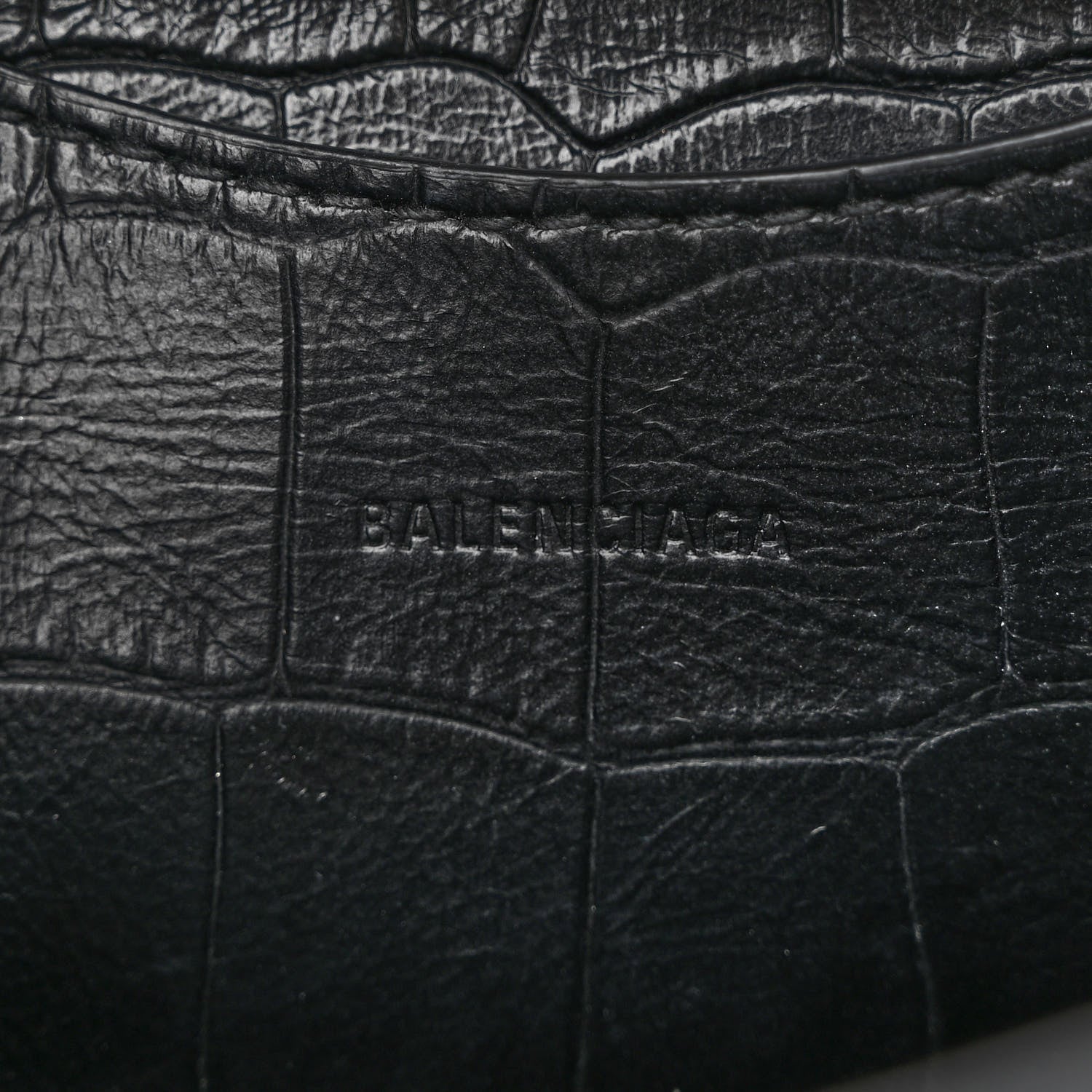 Balenciaga Shiny Supple Calfskin Crocodile Embossed Neo Classic Gold Hardware Mini City Black 6 of 10