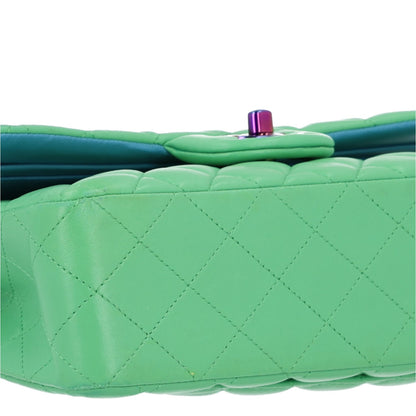 Chanel Lambskin Quilted Small Double Flap Green Blue 10 of 11