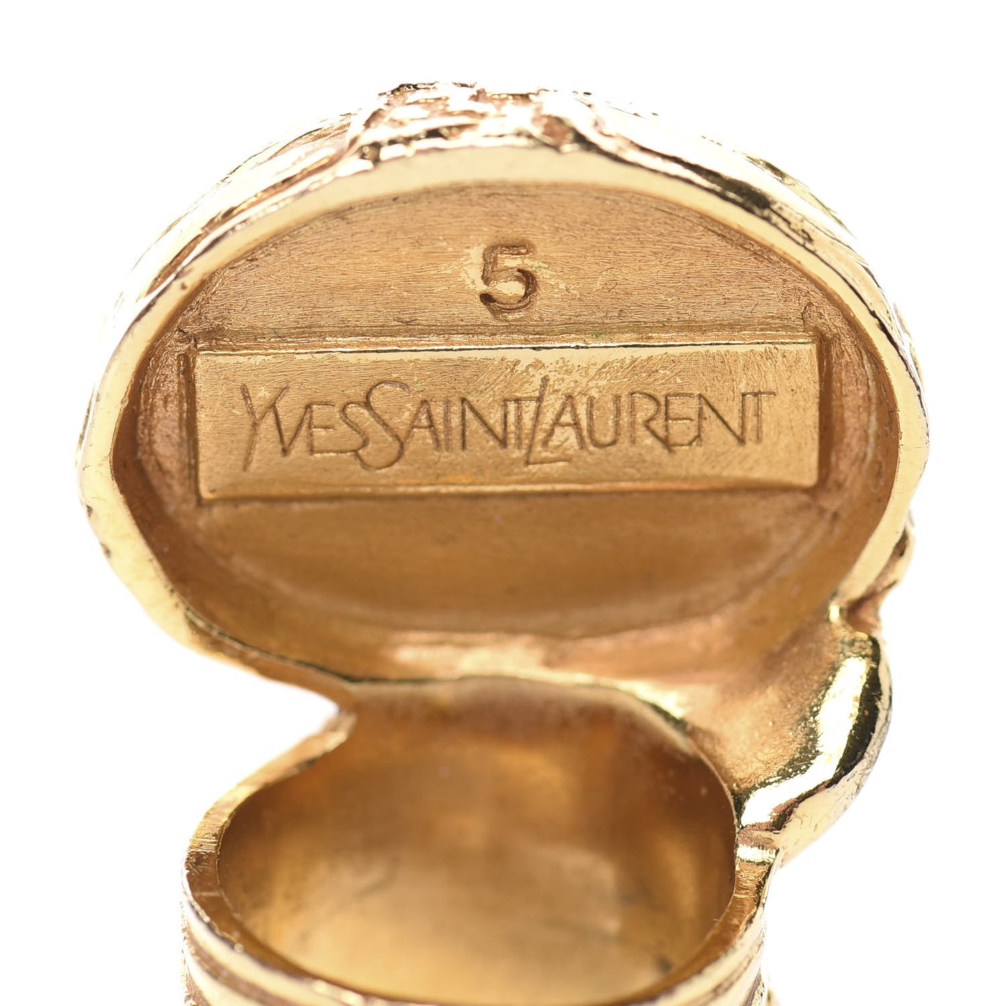 Glass Cabochon Arty Ovale Ring 5 Gold Coral