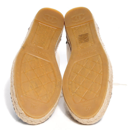 Chanel Lambskin Cap Toe Lace Up Espadrilles 40 White Black 5 of 8
