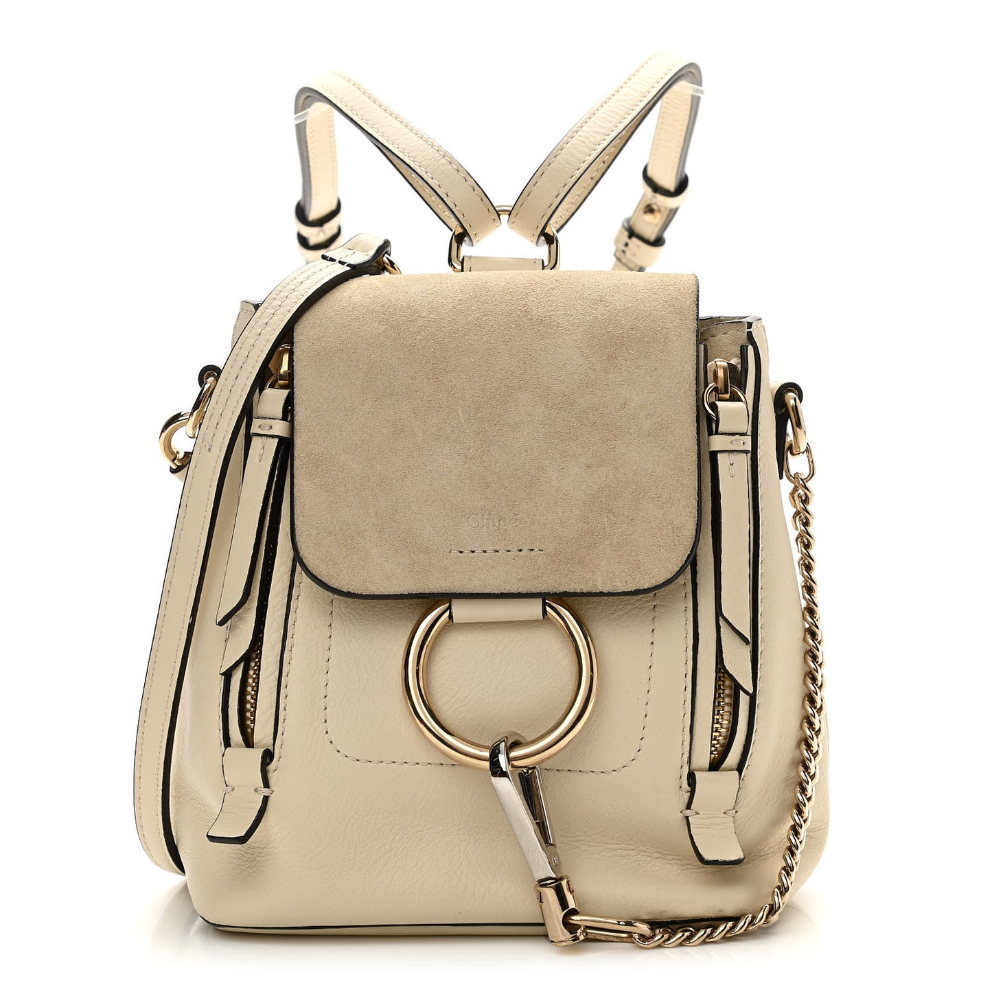 Suede Calfskin Mini Faye Backpack Off White
