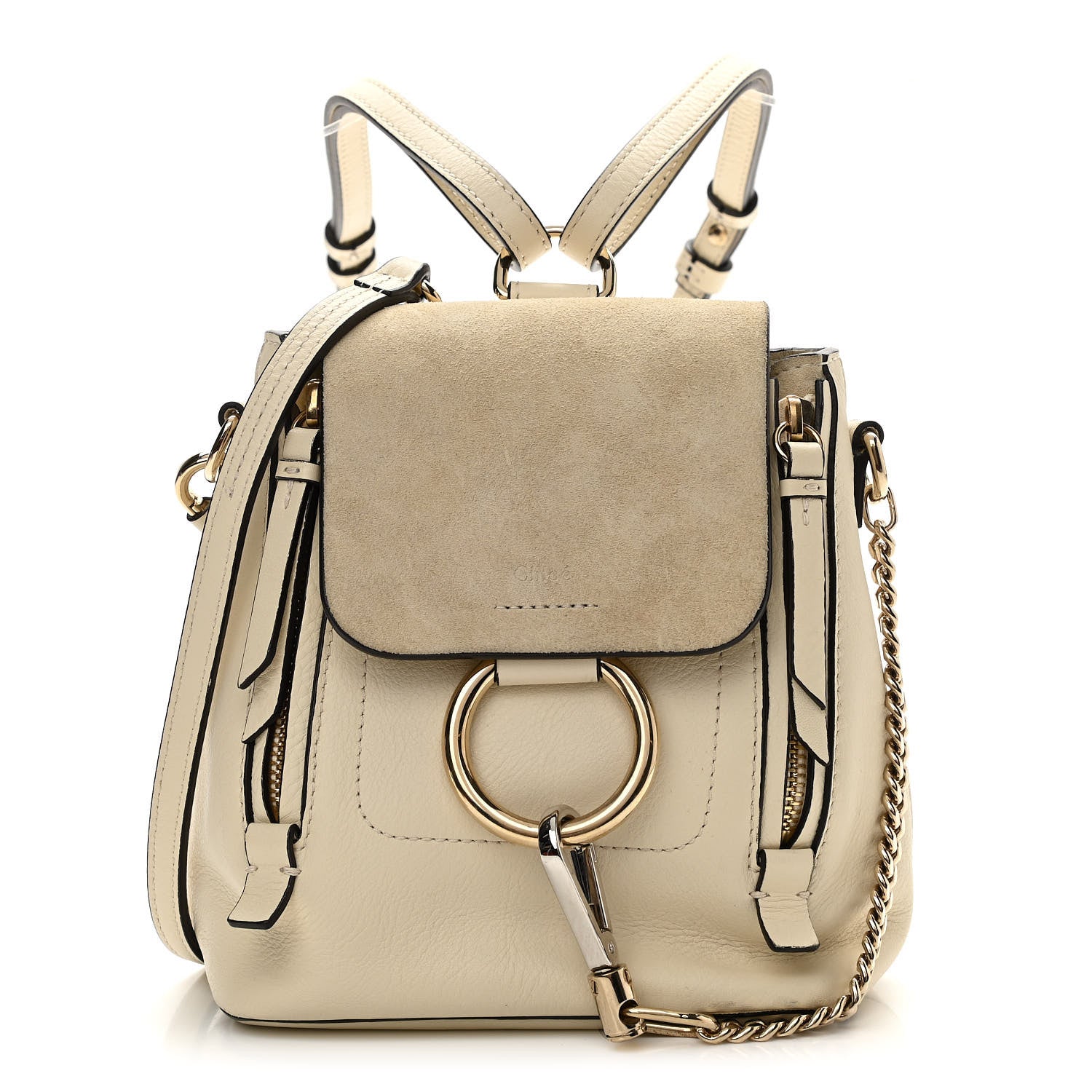 Chloe Suede Calfskin Mini Faye Backpack Off White 1 of 13
