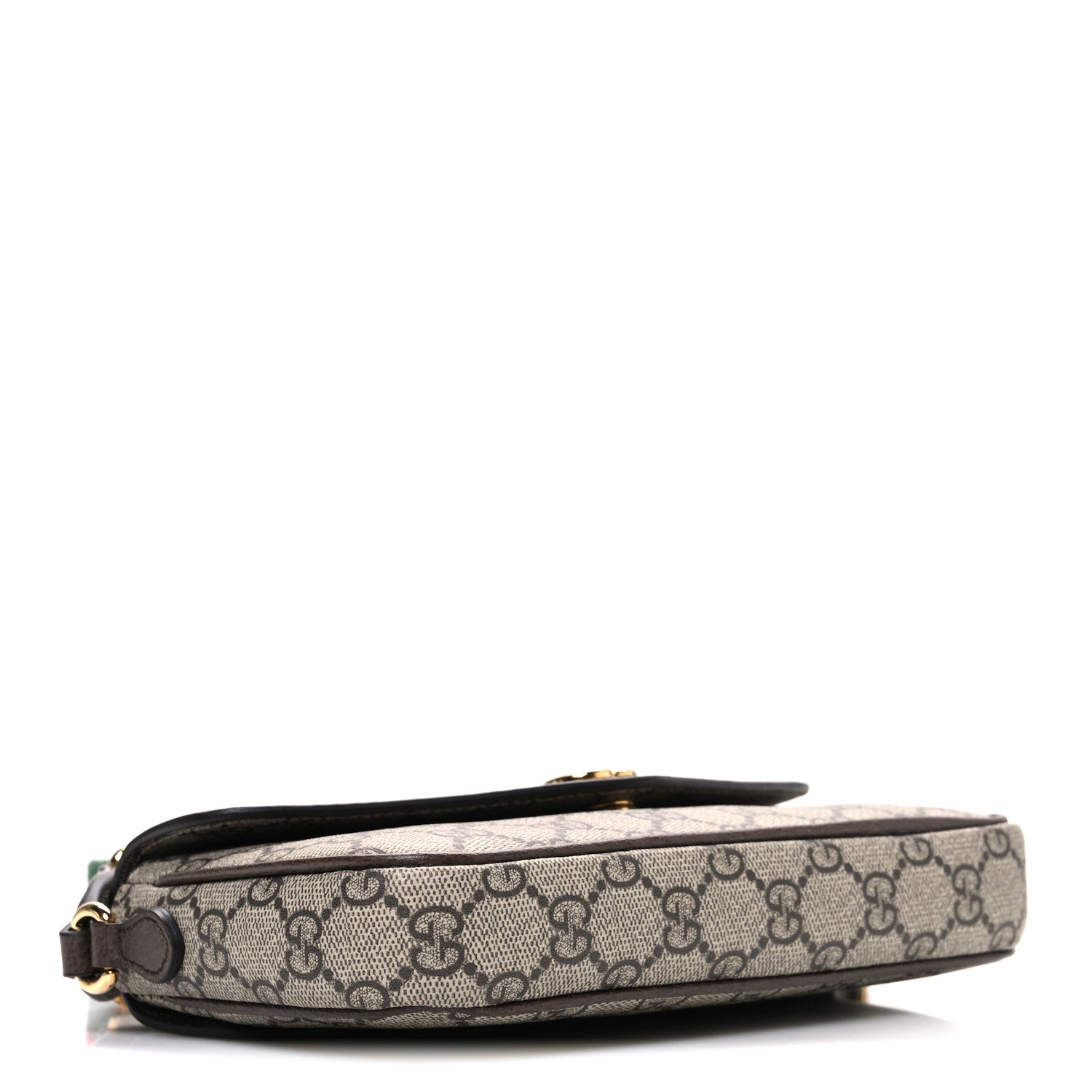 Gucci GG Supreme Monogram Textured Dollar Calfskin Web Mini Ophidia Envelope Shoulder Bag Beige Ebony New Acero 4 of 10