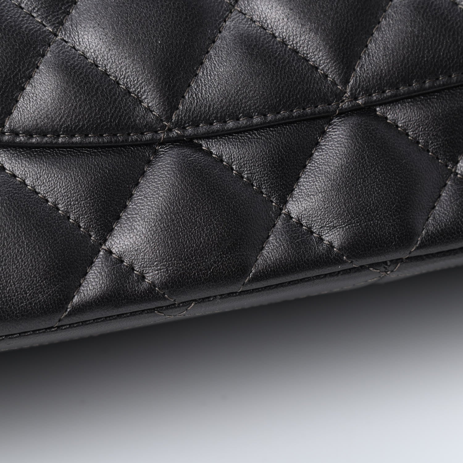 Chanel Metallic Lambskin Quilted Jumbo Single Flap Dark Grey 10 of 11