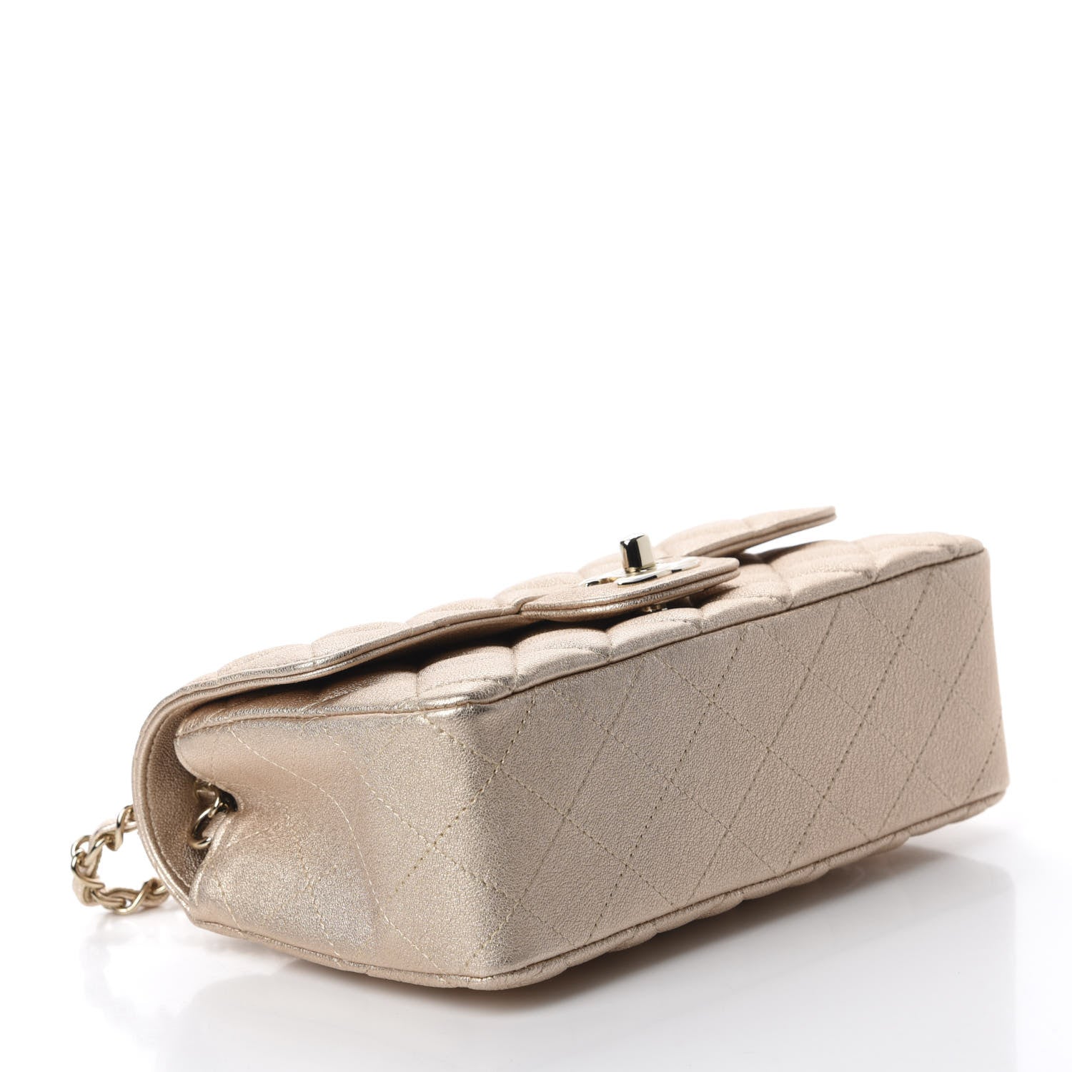 Chanel Metallic Lambskin Quilted Mini Rectangular Flap Gold 4 of 11