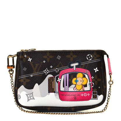Louis Vuitton Monogram 2019 Christmas Animation Mini Courchevel Pochette Accessories Fuchsia 1 of 7