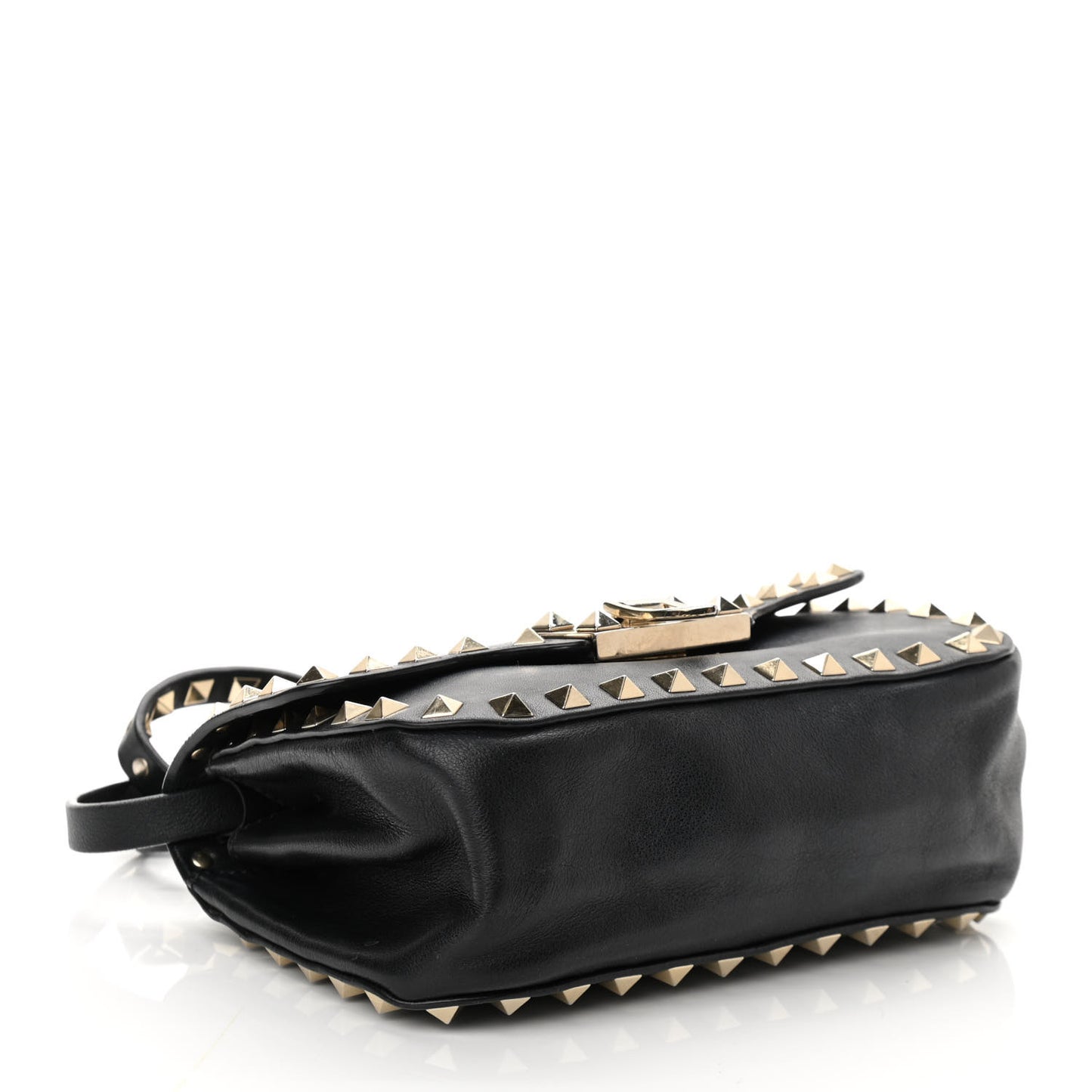 Vitello Mini Rockstud Flap Saddle Crossbody Bag Black