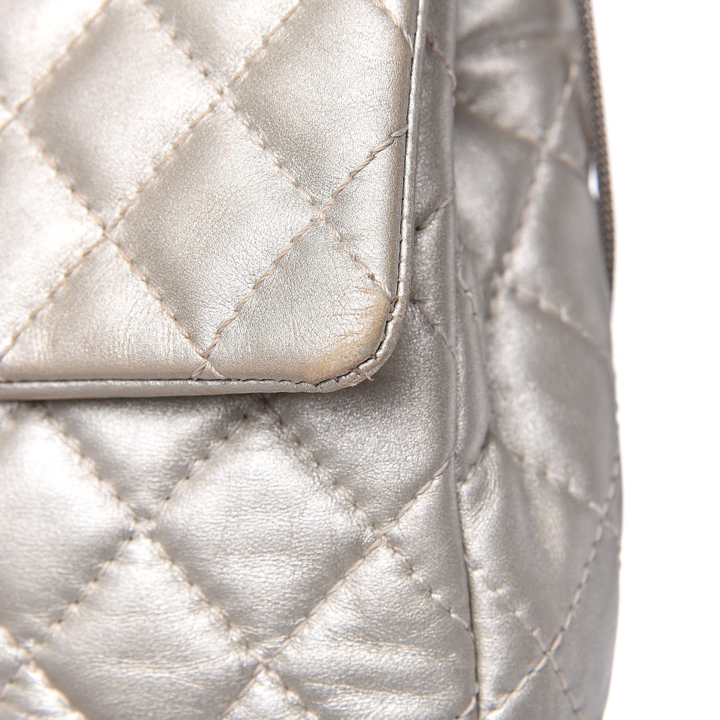 Metallic Calfskin Quilted 2.55 Reissue Clutch Silver