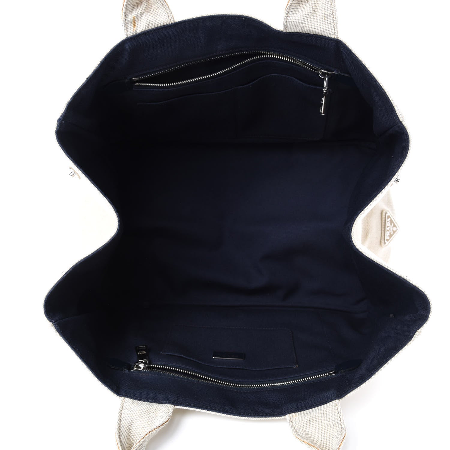 Prada Canvas Mistolino Canapa Tote Naturale Blue 5 of 14