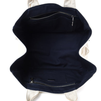Prada Canvas Mistolino Canapa Tote Naturale Blue 5 of 14