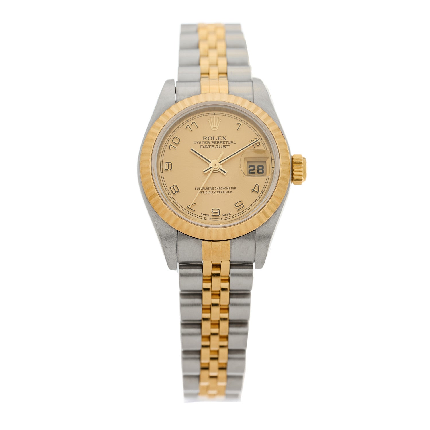 Rolex Stainless Steel 18K Yellow Gold 26mm Oyster Perpetual Datejust Watch Champagne 79173 1 of 4