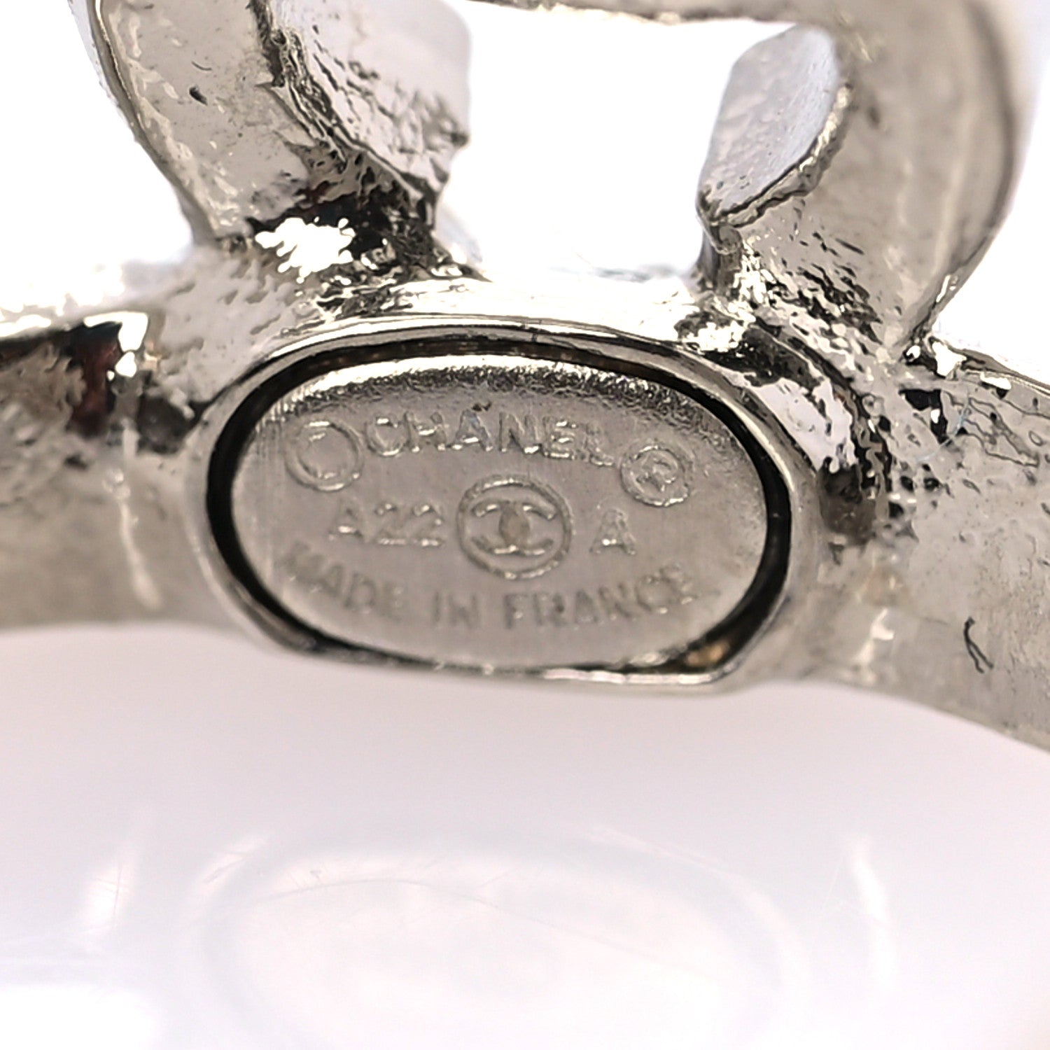 Chanel Crystal CC Hoop Earrings Silver 4 of 5