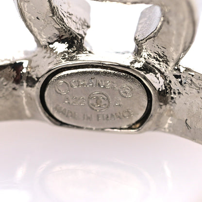 Chanel Crystal CC Hoop Earrings Silver 4 of 5