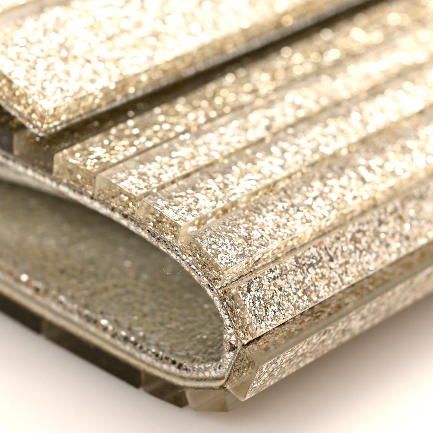 Acrylic Glitter Sweetie Clutch Champagne
