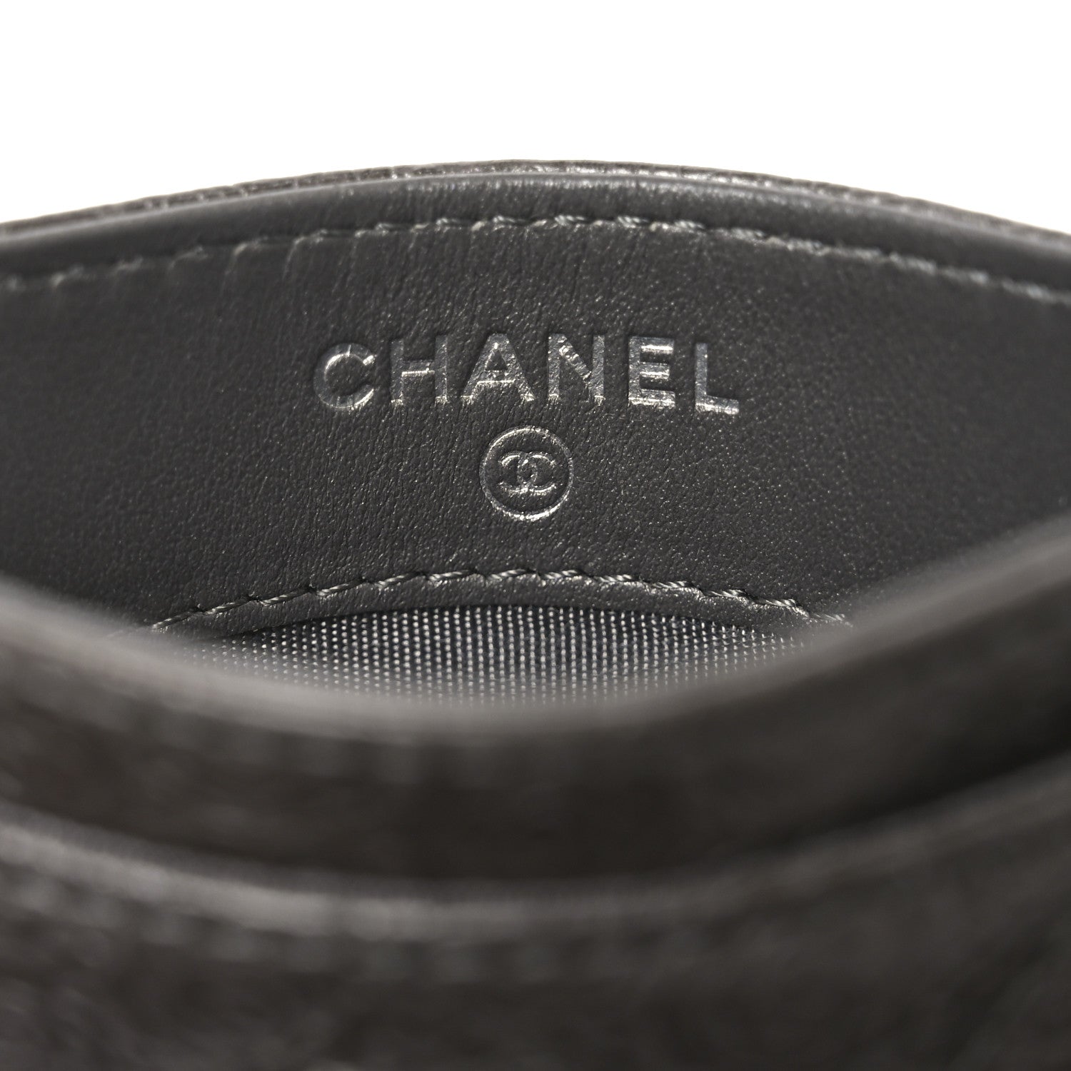 Chanel Calfskin Camellia Embossed Quilted Card Holder Grey 6 of 8