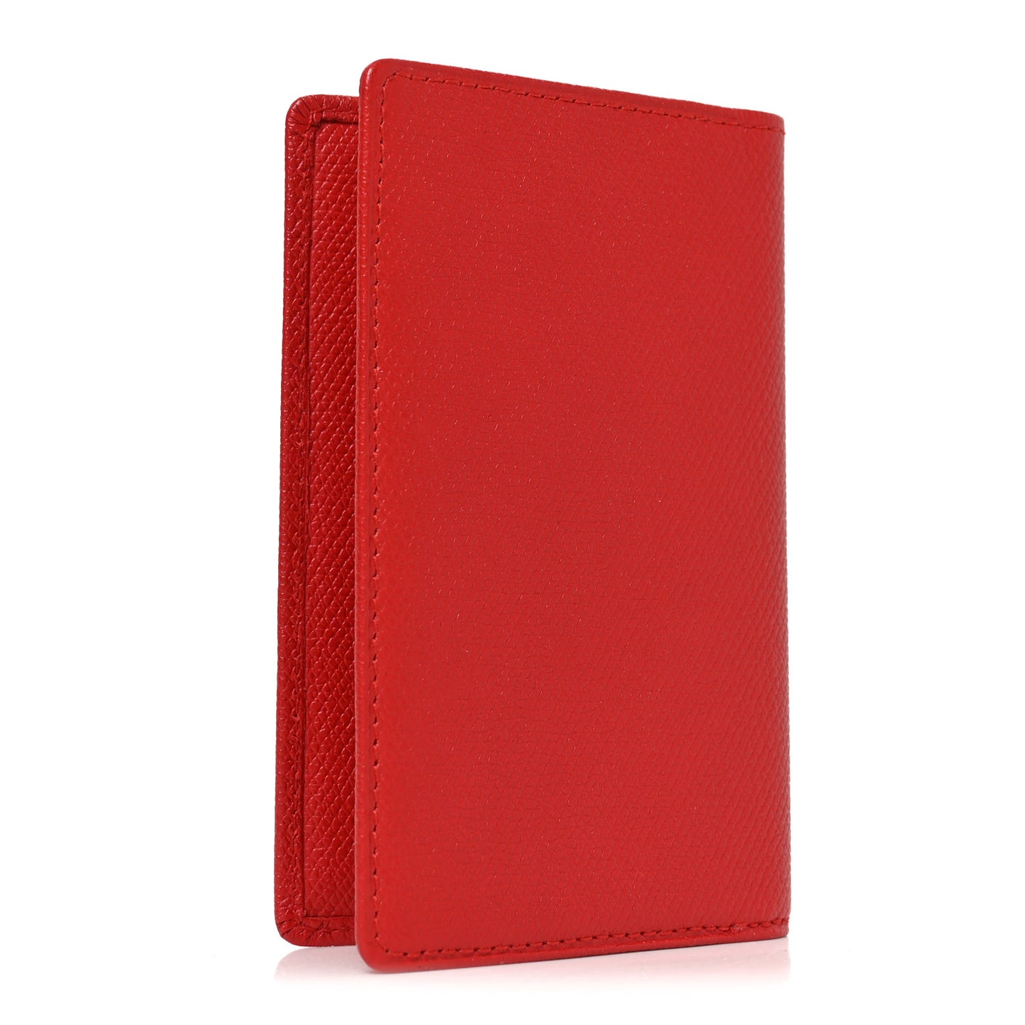 Grained Calfskin Small CC Button Pocket Agenda Cover Red