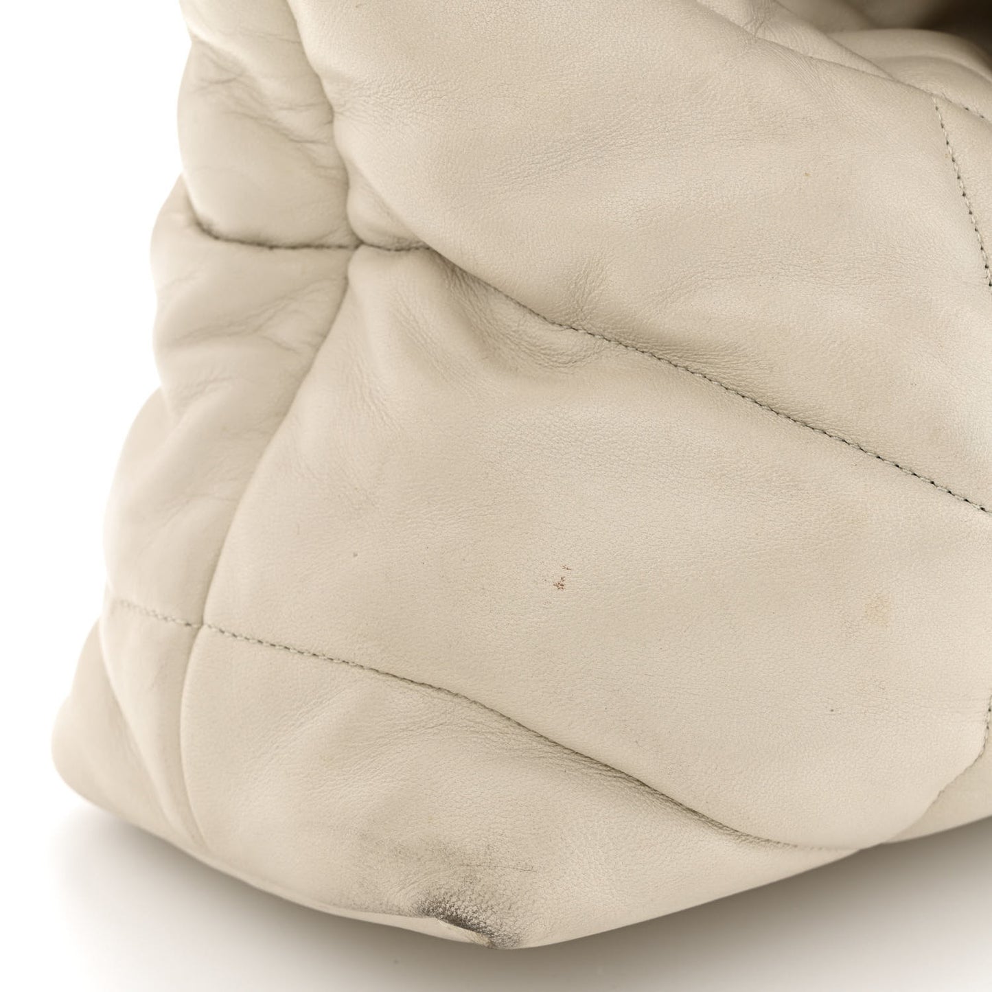 Lambskin Quilted Medium Loulou Puffer Monogram Chain Satchel Crema Soft