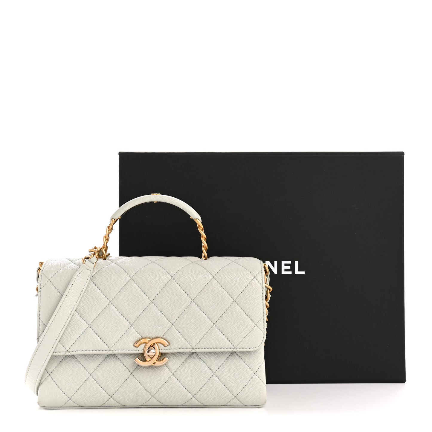 Caviar Quilted Medium Carry Me Top Handle Flap Light Blue