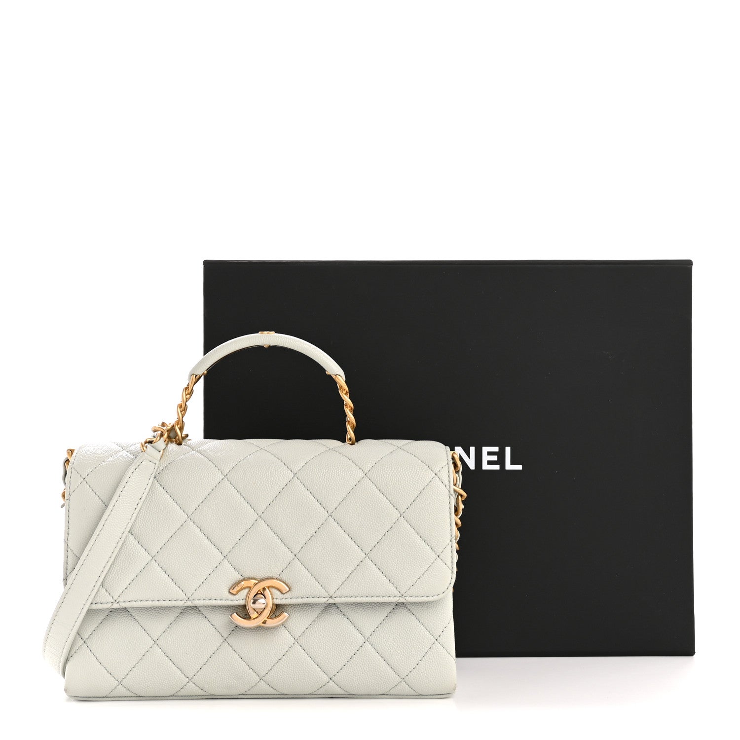 Chanel Caviar Quilted Medium Carry Me Top Handle Flap Light Blue 13 of 13