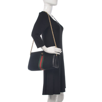 Gucci Suede Patent GG Web Medium Ophidia Chain Shoulder Bag Black 2 of 13
