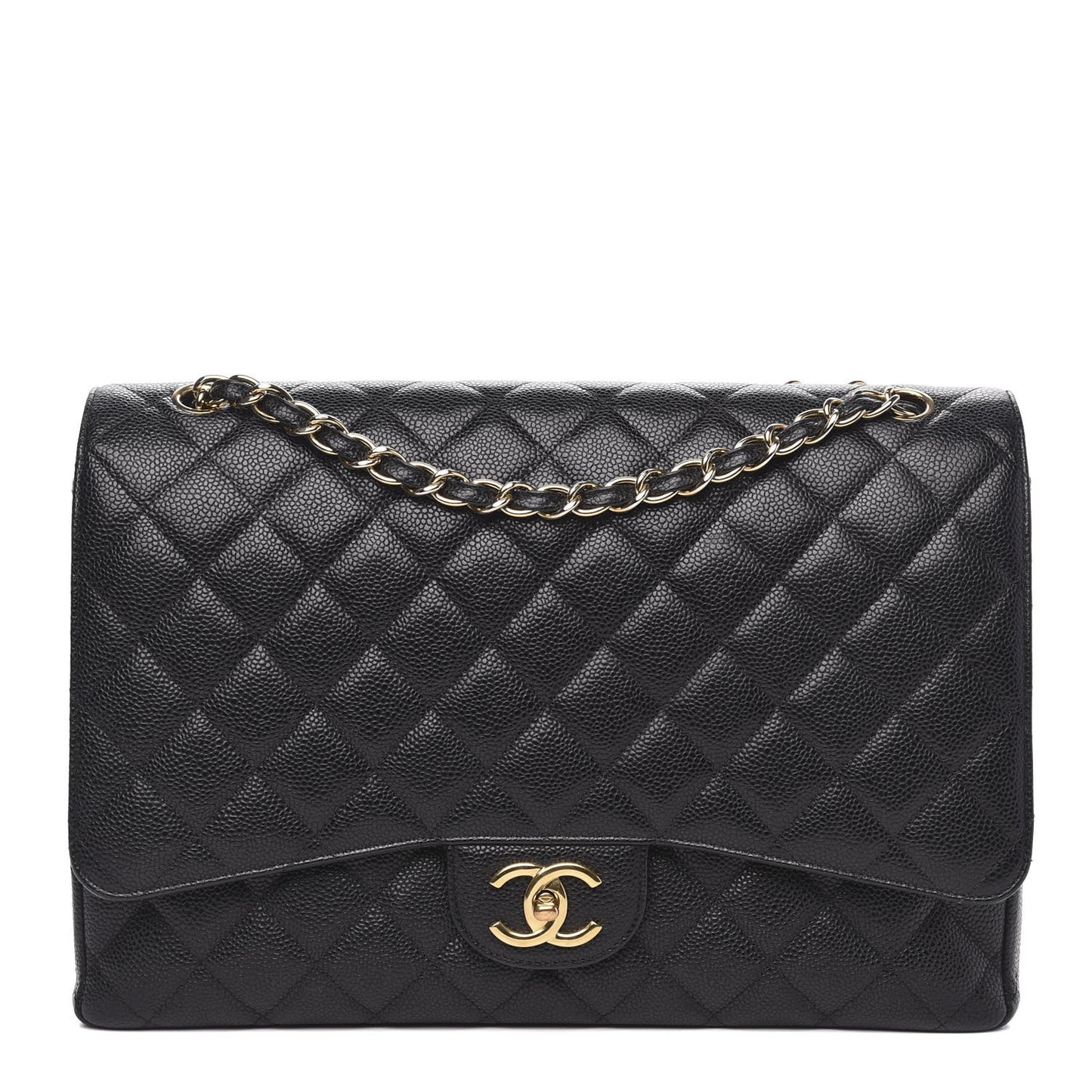 Caviar Quilted Maxi Double Flap Black