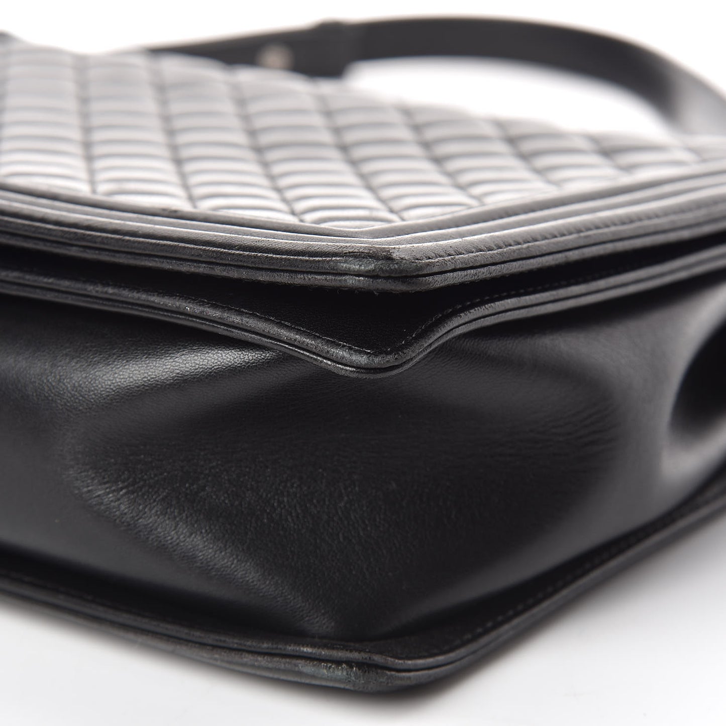 Lambskin Quilted Large Boy Flap Black