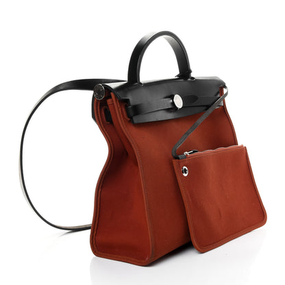Hermes Vache Hunter Toile Herbag Zip 31 PM Cuivre Black 3 of 9
