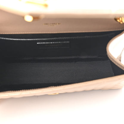 Saint Laurent Grain De Poudre Textured Mixed Matelasse Medium Triquilt Monogram Satchel Dark Beige 5 of 9