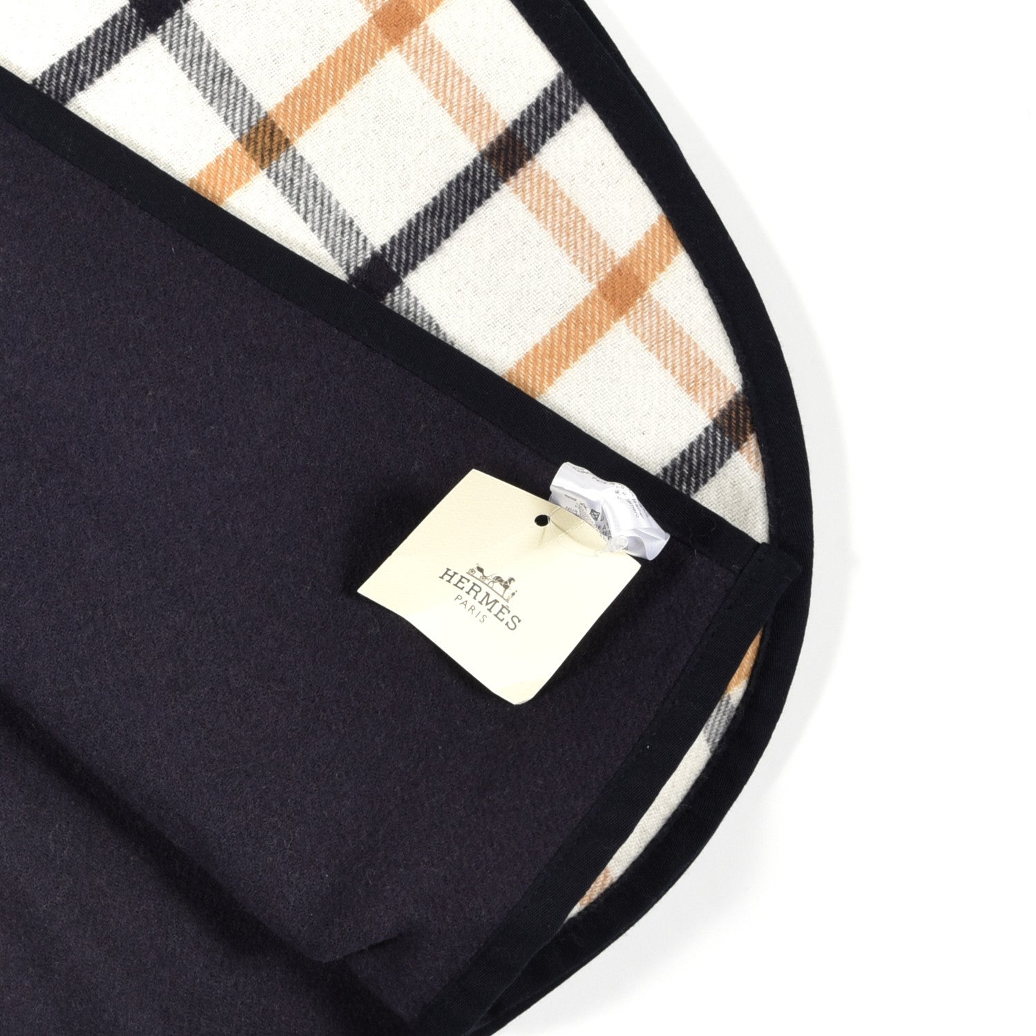 Hermes Wool Cashmere Sikkim Calfskin Reversible Camail Poncho Navy Camail 3 of 3