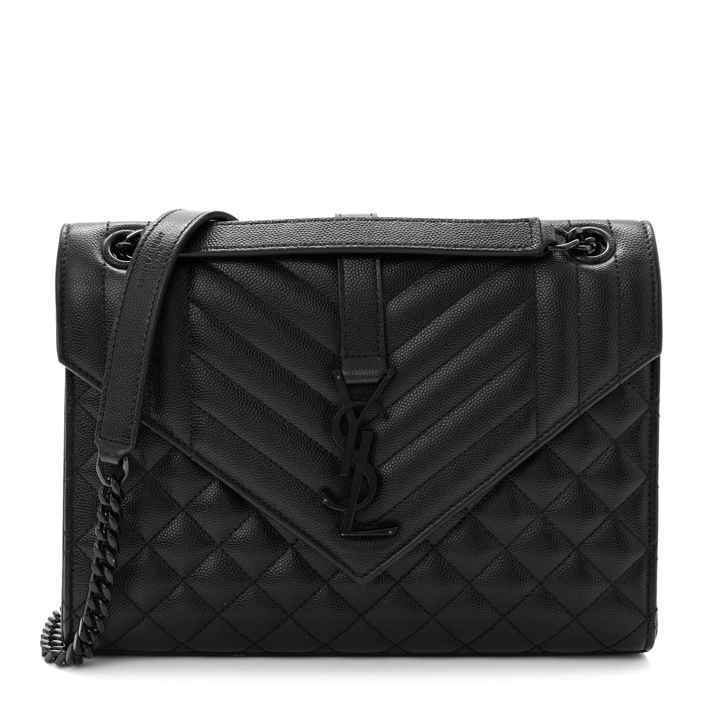 Grain De Poudre Textured Mixed Matelasse Triquilt Medium Monogram Monochrome Satchel Black