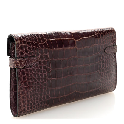 Hermes Shiny Alligator Kelly Longue Wallet Amethyst 3 of 10