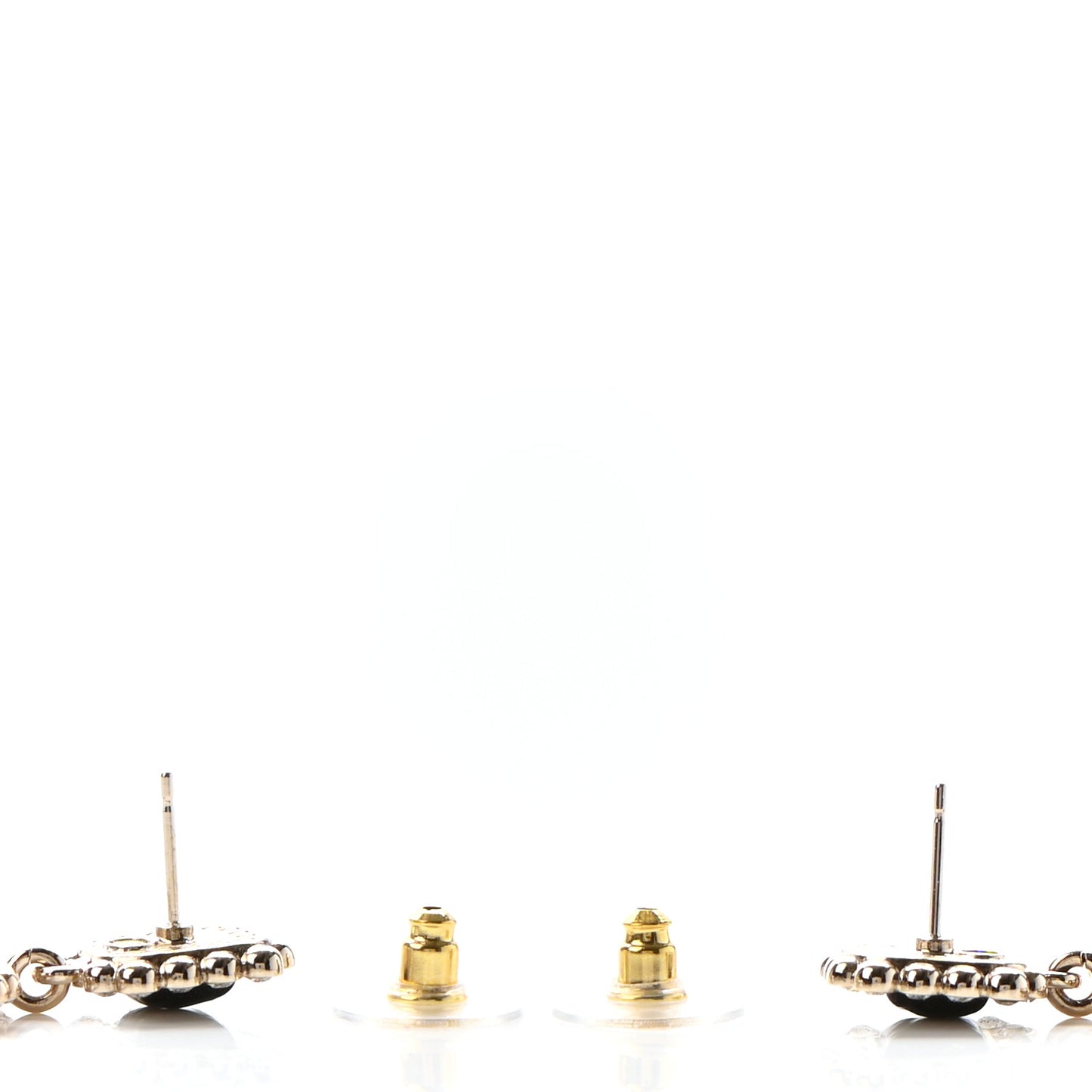 Crystal CC Drop Earrings Gold Black