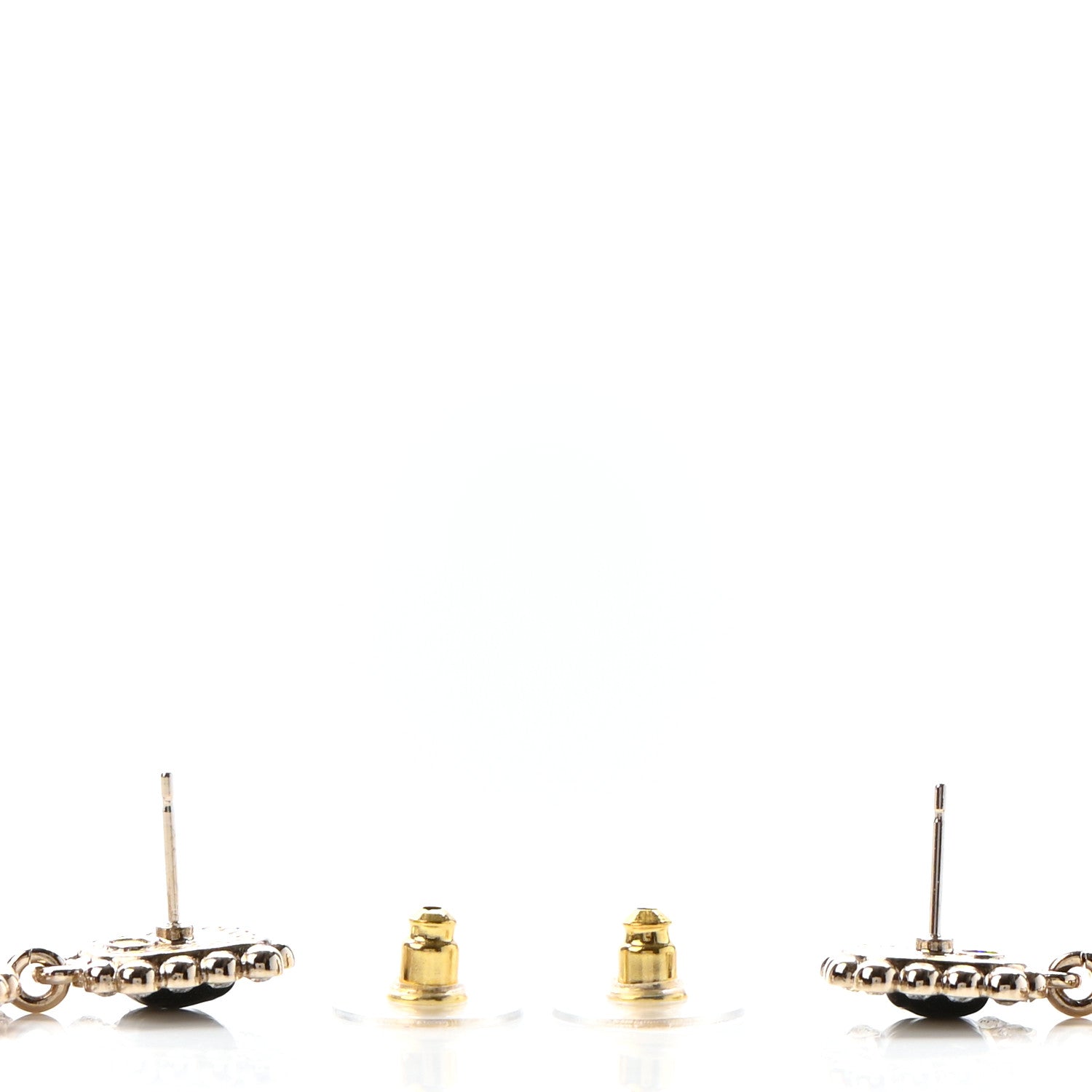 Chanel Crystal CC Drop Earrings Gold Black 3 of 4