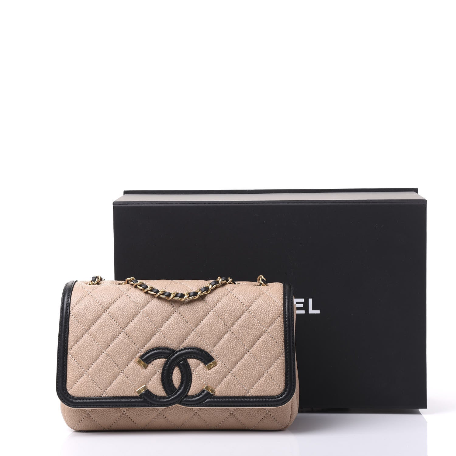 Chanel Caviar Quilted Small CC Filigree Flap Beige Black 10 of 10