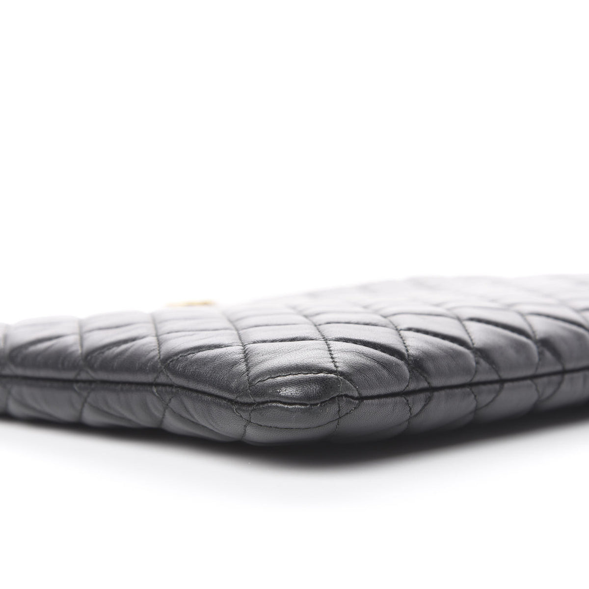 Lambskin Quilted Large Boy Cosmetic Case Black