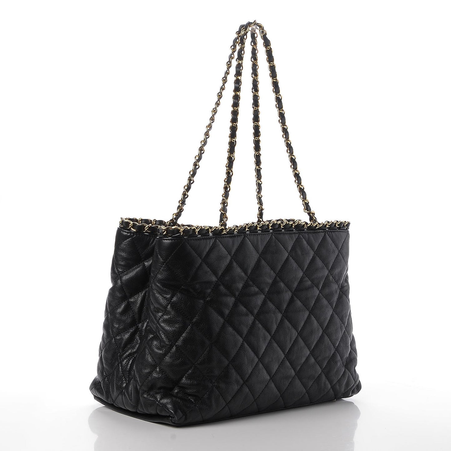 Calfskin Quilted Small Chain Me Tote Black