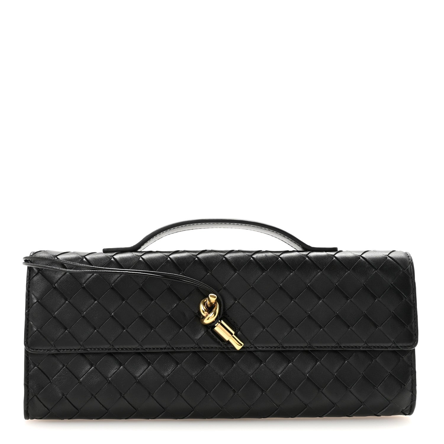 Bottega Veneta Nappa Intrecciato Long Andiamo Top Handle Clutch Black 1 of 6