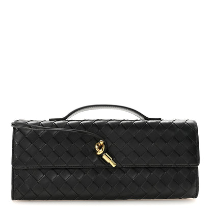 Bottega Veneta Nappa Intrecciato Long Andiamo Top Handle Clutch Black 1 of 6