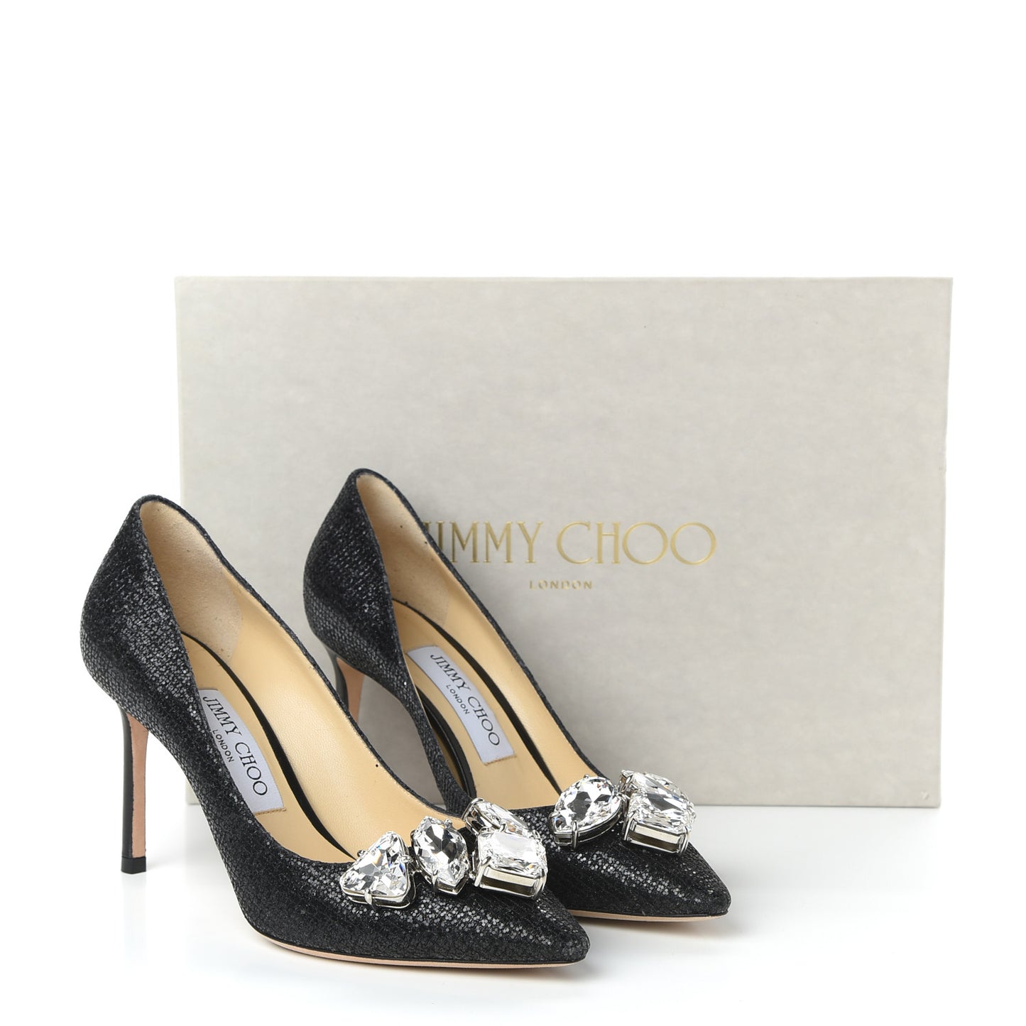 Glitter Crystal Marvel 85 Pumps 36.5 Black