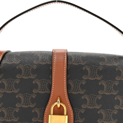 Celine Triomphe Canvas Calfskin Tabou Clutch on Strap Tan 9 of 11
