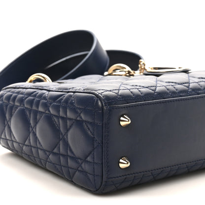 Christian Dior Lambskin Cannage Small Lucky Badges My Lady Dior Navy 9 of 10